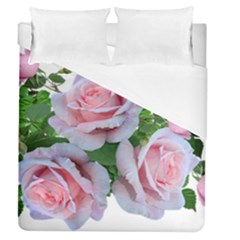 Roses Pink Flowers Leaves Duvet Cover (queen Size) by Pakrebo