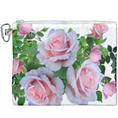 Roses Pink Flowers Leaves Canvas Cosmetic Bag (xxxl) by Pakrebo