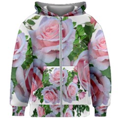 Roses Pink Flowers Leaves Kids  Zipper Hoodie Without Drawstring