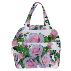 Roses Pink Flowers Leaves Boxy Hand Bag