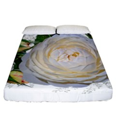 Flowers Roses White Fragrant Fitted Sheet (california King Size) by Pakrebo