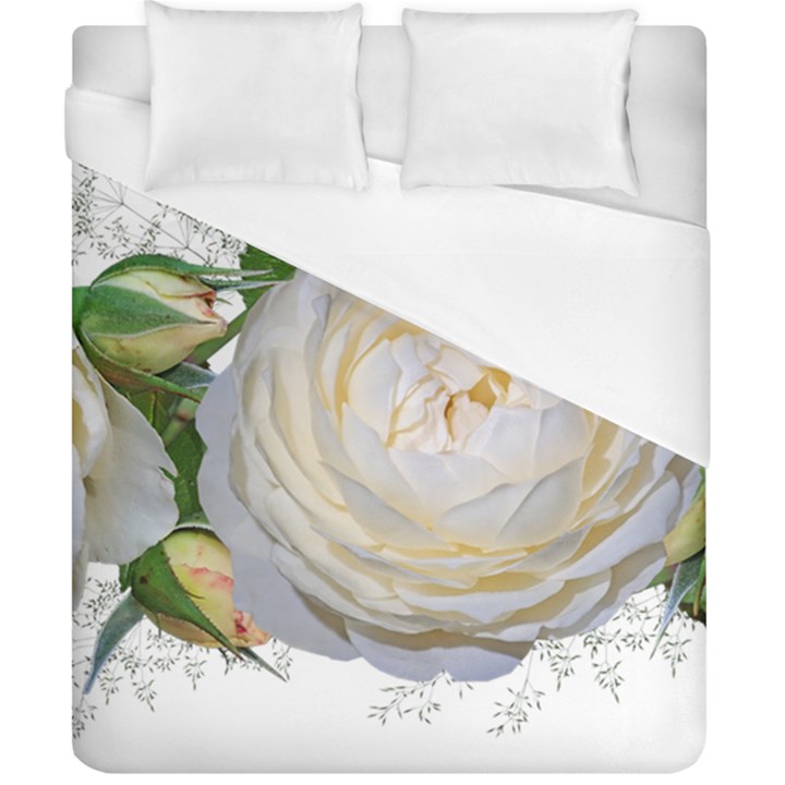 Flowers Roses White Fragrant Duvet Cover (California King Size)