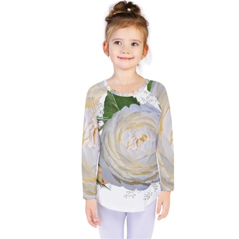 Flowers Roses White Fragrant Kids  Long Sleeve Tee by Pakrebo