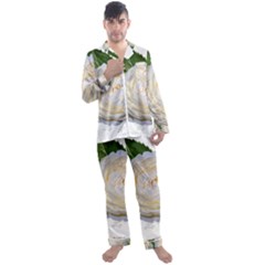 Flowers Roses White Fragrant Men s Satin Pajamas Long Pants Set by Pakrebo