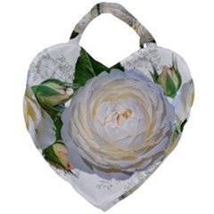 Flowers Roses White Fragrant Giant Heart Shaped Tote by Pakrebo