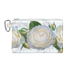 Flowers Roses White Fragrant Canvas Cosmetic Bag (medium) by Pakrebo