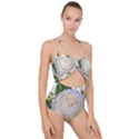 Flowers Roses White Fragrant Scallop Top Cut Out Swimsuit View1