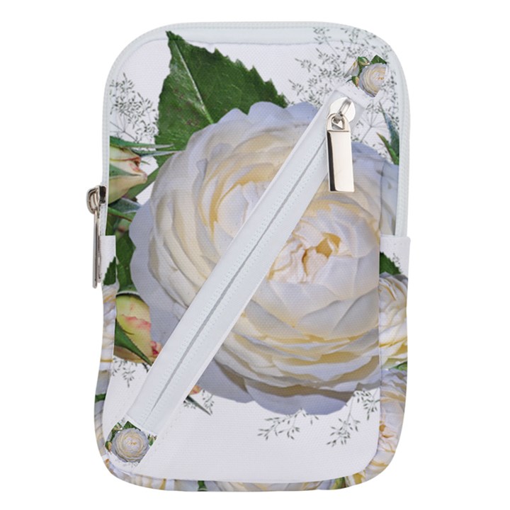 Flowers Roses White Fragrant Belt Pouch Bag (Small)