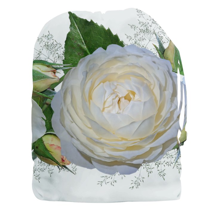 Flowers Roses White Fragrant Drawstring Pouch (XXXL)