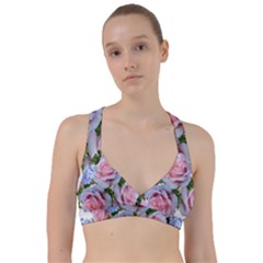 Roses Plumbago Flowers Fragrant Sweetheart Sports Bra by Pakrebo