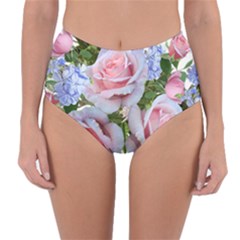 Roses Plumbago Flowers Fragrant Reversible High-waist Bikini Bottoms by Pakrebo