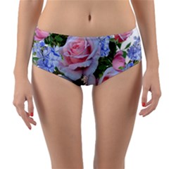 Roses Plumbago Flowers Fragrant Reversible Mid-waist Bikini Bottoms by Pakrebo