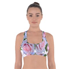 Roses Plumbago Flowers Fragrant Cross Back Sports Bra by Pakrebo