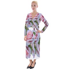 Roses Plumbago Flowers Fragrant Velvet Maxi Wrap Dress by Pakrebo