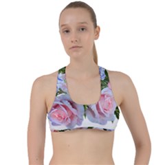 Roses Plumbago Flowers Fragrant Criss Cross Racerback Sports Bra by Pakrebo