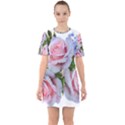 Roses Plumbago Flowers Fragrant Sixties Short Sleeve Mini Dress View1