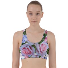 Roses Plumbago Flowers Fragrant Back Weave Sports Bra by Pakrebo