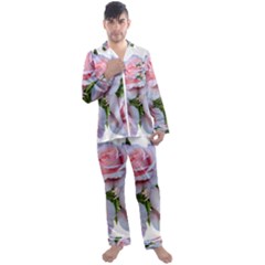 Roses Plumbago Flowers Fragrant Men s Satin Pajamas Long Pants Set by Pakrebo