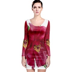 Flowers Red Peony Arrangement Long Sleeve Bodycon Dress by Pakrebo