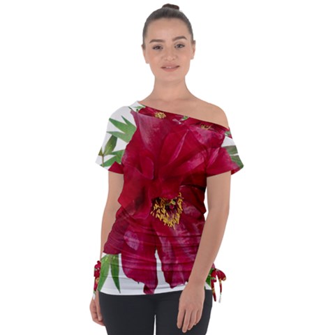 Flowers Red Peony Arrangement Tie-up Tee by Pakrebo