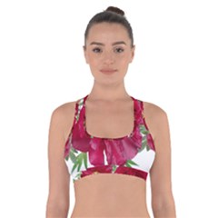 Flowers Red Peony Arrangement Cross Back Sports Bra by Pakrebo