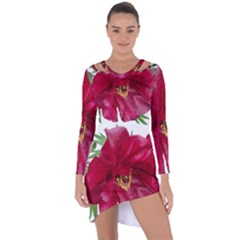 Flowers Red Peony Arrangement Asymmetric Cut-out Shift Dress by Pakrebo