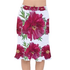 Flowers Red Peony Arrangement Short Mermaid Skirt by Pakrebo