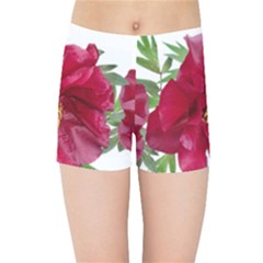 Flowers Red Peony Arrangement Kids  Sports Shorts by Pakrebo