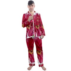 Flowers Red Peony Arrangement Men s Satin Pajamas Long Pants Set by Pakrebo