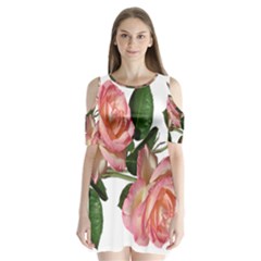 Roses Flowers Perfume Garden Shoulder Cutout Velvet One Piece