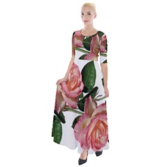 Roses Flowers Perfume Garden Half Sleeves Maxi Dress