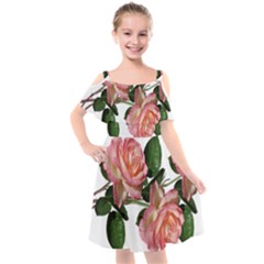 Roses Flowers Perfume Garden Kids  Cut Out Shoulders Chiffon Dress