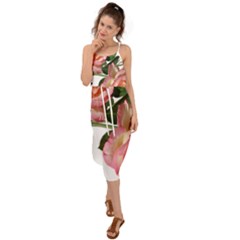 Roses Flowers Perfume Garden Waist Tie Cover Up Chiffon Dress