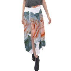 Roses Flowers Buds Ragrance Velour Split Maxi Skirt