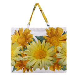 Daisies Flowers Yellow Arrangement Zipper Large Tote Bag by Pakrebo