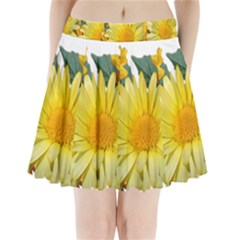 Daisies Flowers Yellow Arrangement Pleated Mini Skirt by Pakrebo