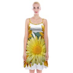 Daisies Flowers Yellow Arrangement Spaghetti Strap Velvet Dress