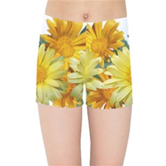 Daisies Flowers Yellow Arrangement Kids  Sports Shorts by Pakrebo