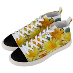 Daisies Flowers Yellow Arrangement Men s Mid-top Canvas Sneakers by Pakrebo