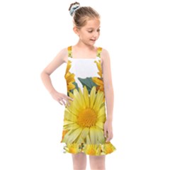 Daisies Flowers Yellow Arrangement Kids  Overall Dress by Pakrebo