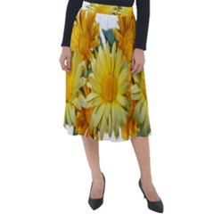 Daisies Flowers Yellow Arrangement Classic Velour Midi Skirt  by Pakrebo