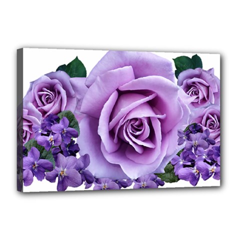 Roses Violets Flowers Arrangement Canvas 18  X 12  (stretched) by Pakrebo