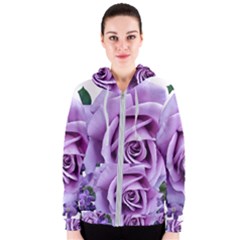 Roses Violets Flowers Arrangement Women s Zipper Hoodie