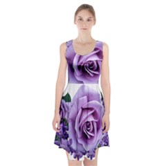 Roses Violets Flowers Arrangement Racerback Midi Dress by Pakrebo