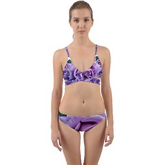 Roses Violets Flowers Arrangement Wrap Around Bikini Set by Pakrebo