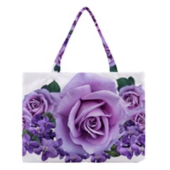 Roses Violets Flowers Arrangement Medium Tote Bag by Pakrebo