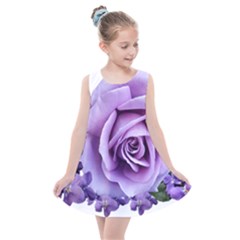 Roses Violets Flowers Arrangement Kids  Summer Dress by Pakrebo