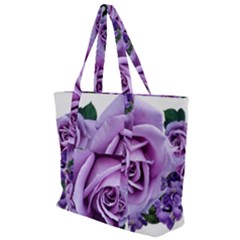 Roses Violets Flowers Arrangement Zip Up Canvas Bag by Pakrebo