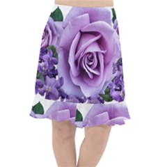 Roses Violets Flowers Arrangement Fishtail Chiffon Skirt by Pakrebo