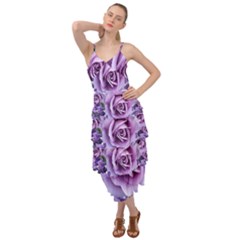 Roses Violets Flowers Arrangement Layered Bottom Dress by Pakrebo